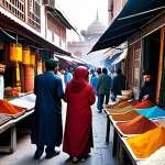 **

A group of fully clothed tourists, professional attire, consulting a local map in a bustling Pakistani marketplace during the daytime. The scene includes vibrant stalls with colorful textiles and spices. Safe for work, appropriate content, perfect anatomy, natural proportions, professional photography, high quality, modest clothing.

**