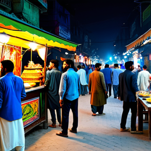 **

"A vibrant street scene of Lahore Food Street at night, fully clothed people enjoying diverse food stalls, traditional architecture with modern lighting, safe for work, appropriate content, fully clothed, professional photography, perfect anatomy, natural proportions, modest attire, family-friendly."

**