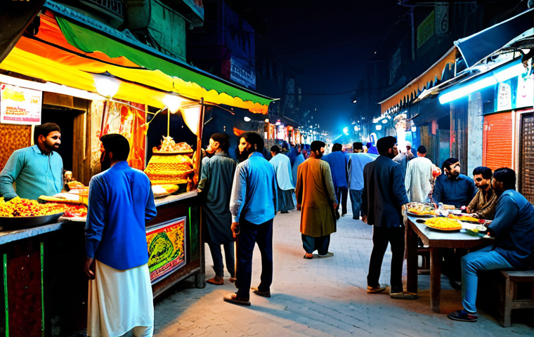 **
"A vibrant street scene of Lahore Food Street at night, fully clothed people enjoying diverse food stalls, traditional architecture with modern lighting, safe for work, appropriate content, fully clothed, professional photography, perfect anatomy, natural proportions, modest attire, family-friendly."
**